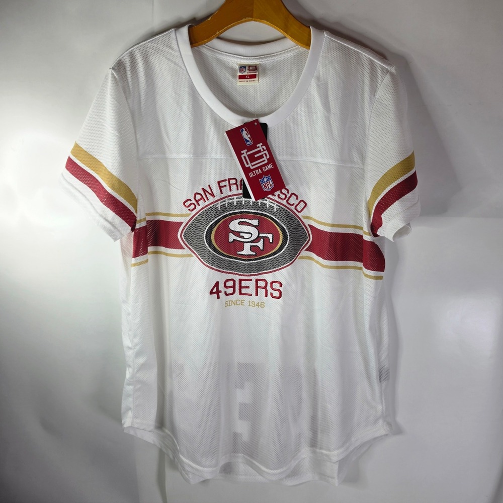 Ultra Game NFL San Francisco 49ers Womens Soft Mesh Varsity T-Shirt XL NWT